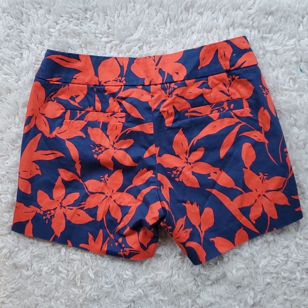 J. Crew Red and Blue Hibiscus Flower Print Shorts - Picture 3 of 5